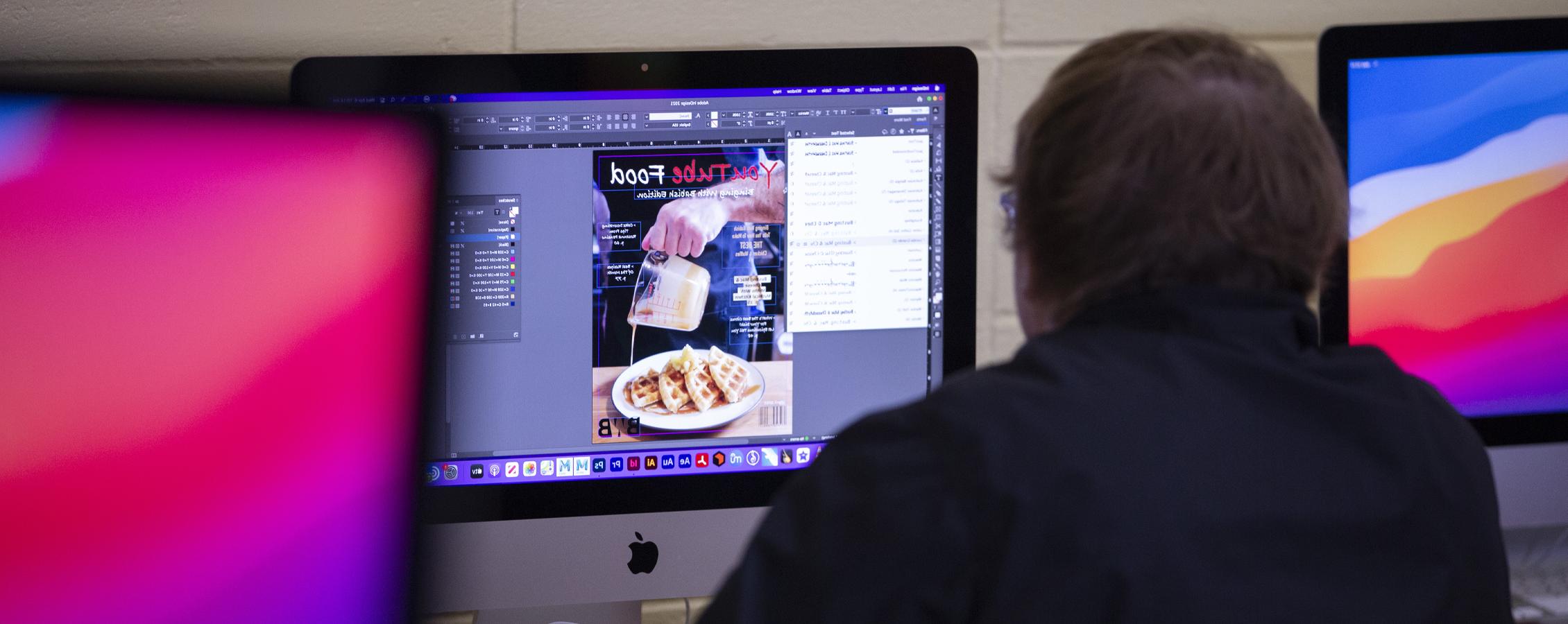 Student working on iMac computers